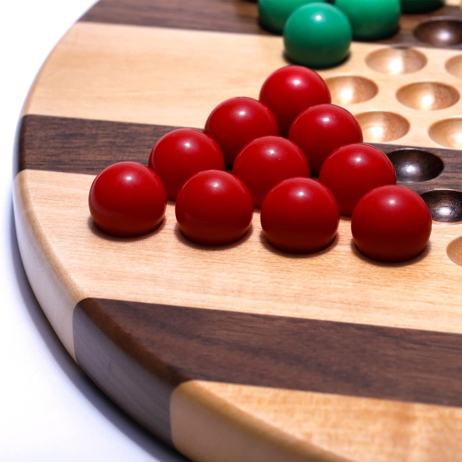 Juego de mesa de madera a rayas de 11.4 pulgadas con canicas para niños y adultos
