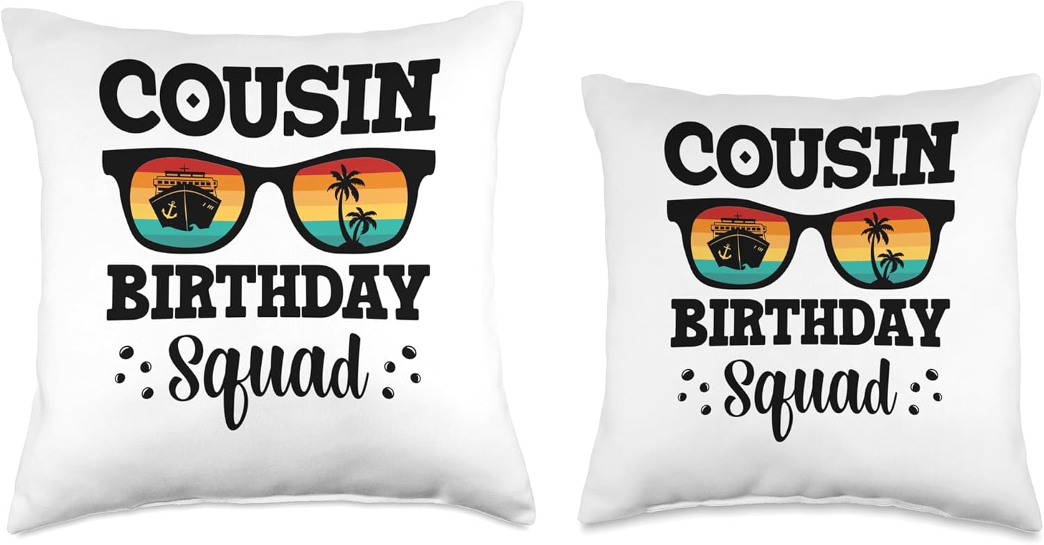 Cousin Birthday Squad 2024 Cruise Trip Vacation – Almohada para gafas de sol, 16 x 16 pulgadas, multicolor