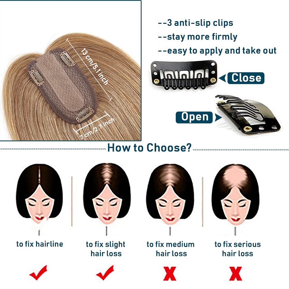 SEGO Toppers de cabello humano para mujeres con cabello fino, sin flequillo, 100% cabello humano real, pelucas de cabello humano superior, pelucas