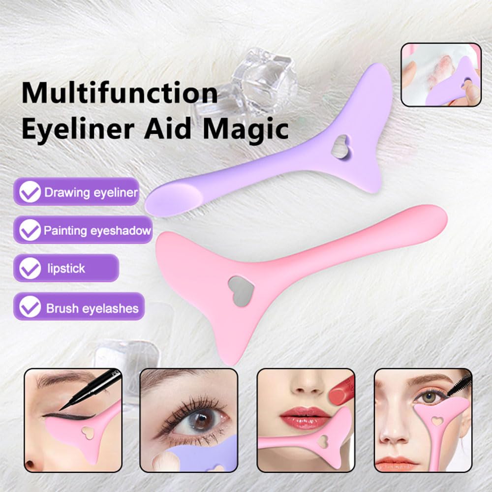 YRAKOZIN Plantillas multifuncionales para delineador de ojos 4 piezas, juego de herramientas de maquillaje de ojos ayuda delineador de ojos + regla