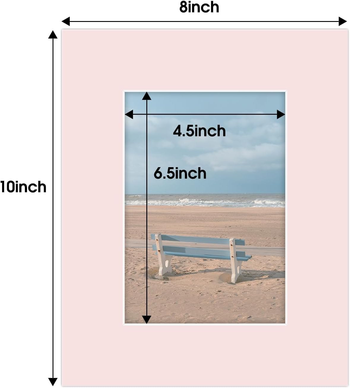 Juego de 20 cartulinas para fotos de 8 x 10 de colores mixtos, con corte biselado en blanco para fotos de 5 x 7