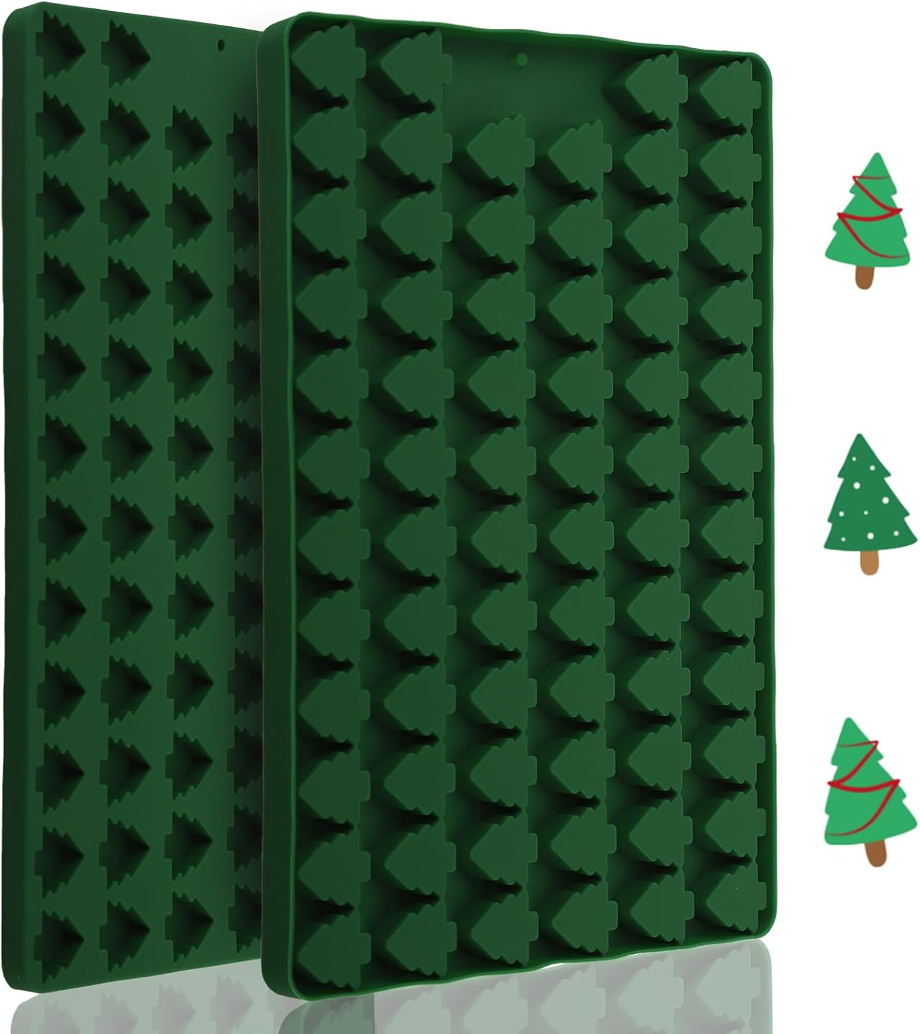 Ducodocu Moldes de silicona para árbol de Navidad, 70 cavidades, mini molde de gomitas de grado alimenticio para perros, para chocolate, dulces,