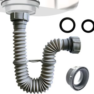 Tubo de drenaje para fregadero de 1-12 pulgadas, tubo de drenaje flexible de 7.5 a 17.7 pulgadas, trampa P flexible expandible para fregadero de Tubo de drenaje para fregadero de 1-12 pulgadas, tubo de drenaje flexible de 7.5 a 17.7 pulgadas, trampa P flexible expandible para fregadero de
