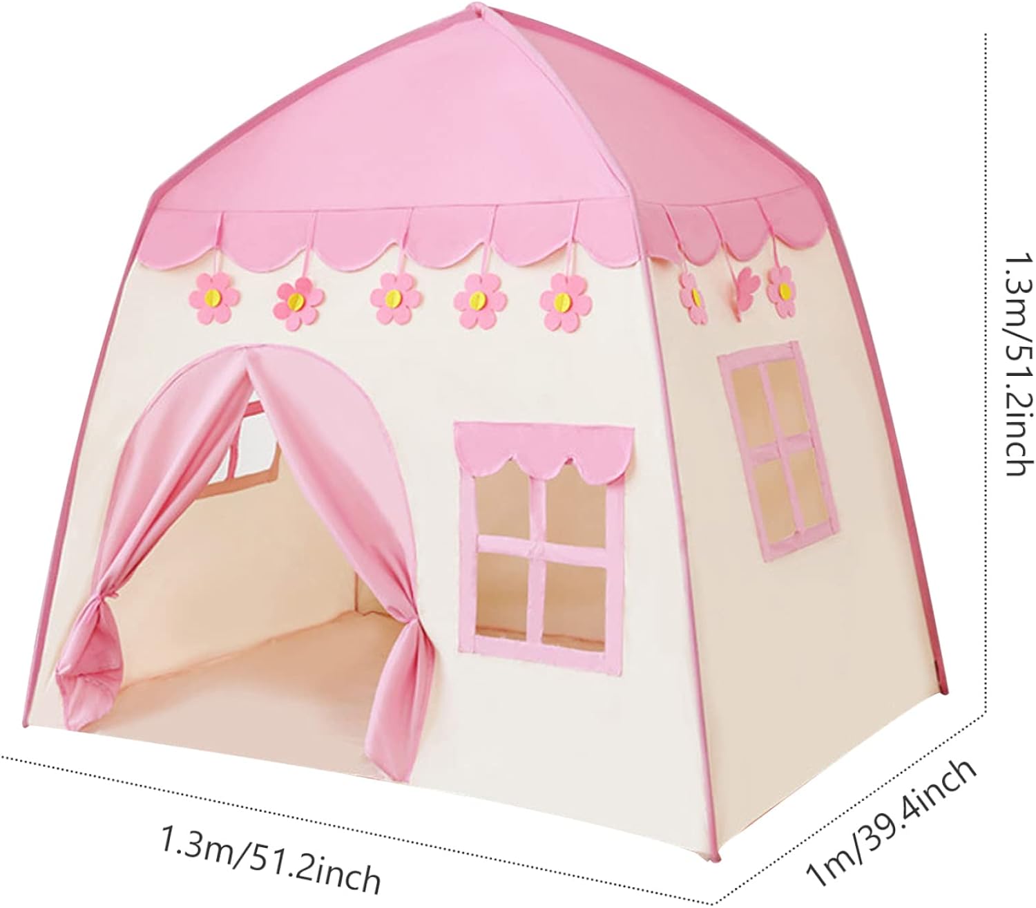 Tienda de campaña de princesa de 51.18 x 39.37 x 51.18 pulgadas, tipi para niños, castillo de princesa, tipi, gran casa de juegos de hadas para
