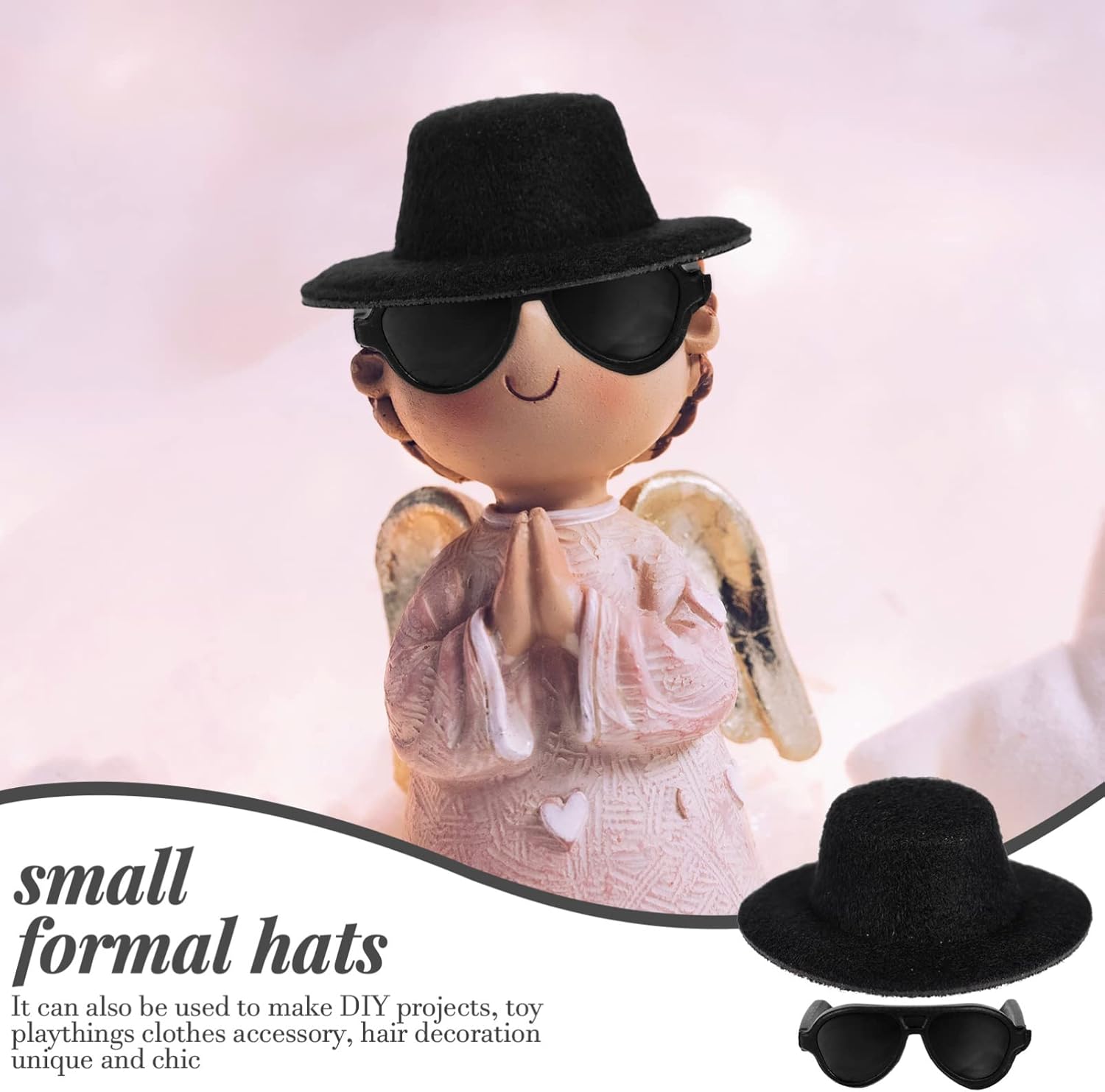 TOYANDONA Juego de gafas de muñeca, 20 sombreros de muñeca en miniatura, 20 unidades, lentes de sol negros, accesorios de disfraz para manualidades,