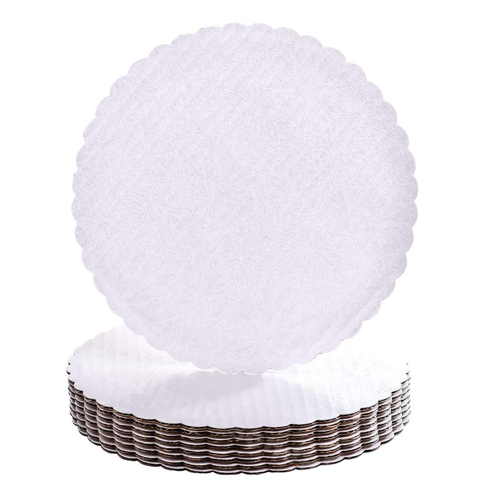 Whalen Packaging Tableros para pasteles de 10 pulgadas con borde festoneado, 12 unidades