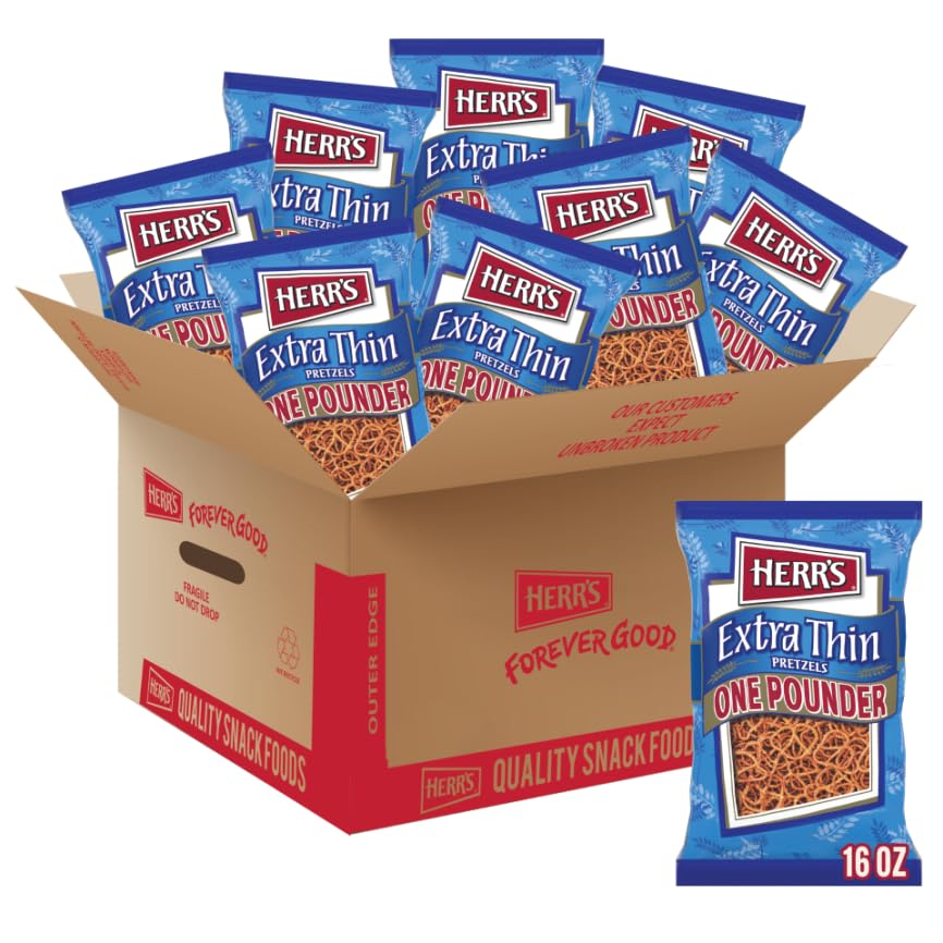 Herr’s Pretzels extra finos, 16 onzas (paquete de 9 bolsas)