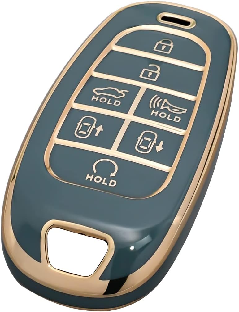 OFFCURVE Funda para llavero Hyundai para 7 botones 2019 2020 2021 Hyundai Sonata Nexo 2022 Hyundai Tucson 2023 Palisade Santa Fe Smart Key Holder