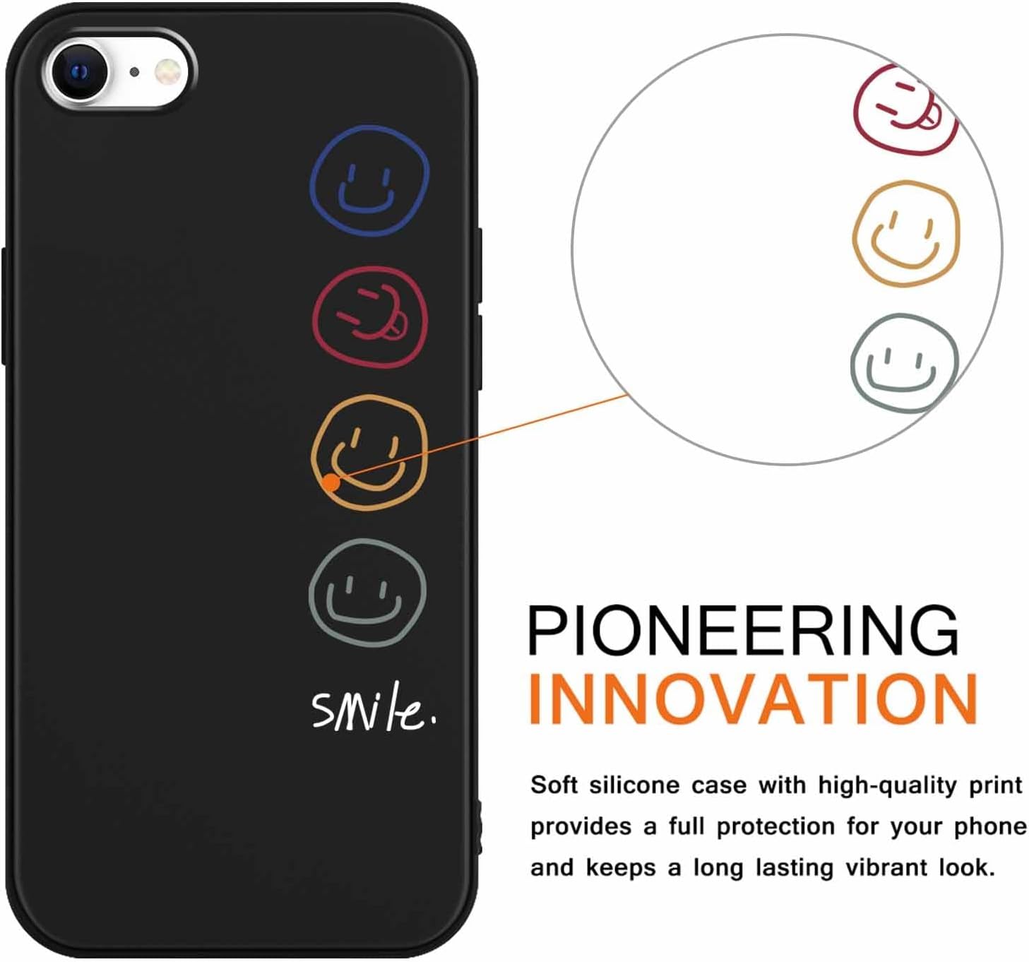 RUMDEY Paquete de 2 fundas de teléfono para Apple iPhone 78SE 2020  SE 2022 de 4.7 pulgadas, silicona suave y delgada a prueba de golpes TPU con