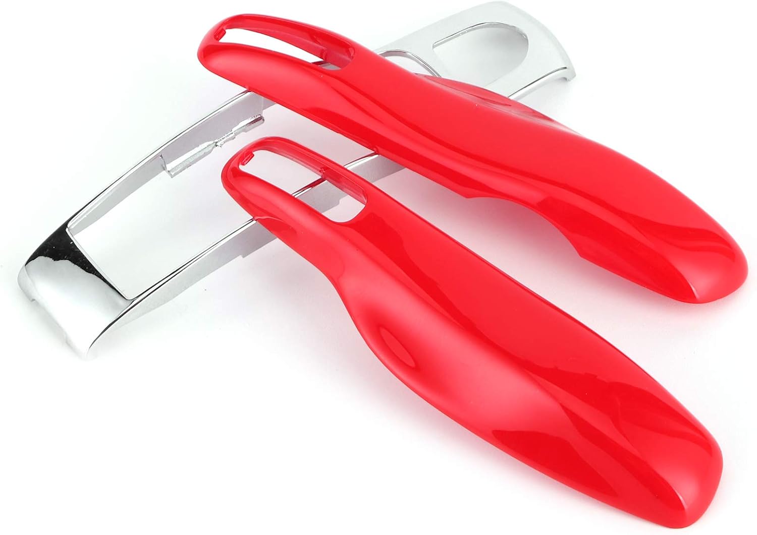 Fydun Funda protectora para llavero, 3 piezas, funda protectora para llavero remoto, MacanCayennePanamera (rojo + plateado)