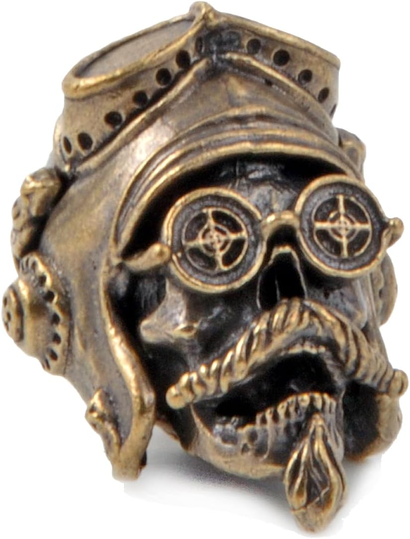 FLAMEDUKE Cuentas de cordón para cuchillo, cuentas de paracaídas, 550 cuentas de paracaídas, cuentas de calavera, dije de cobre fundido a mano, para