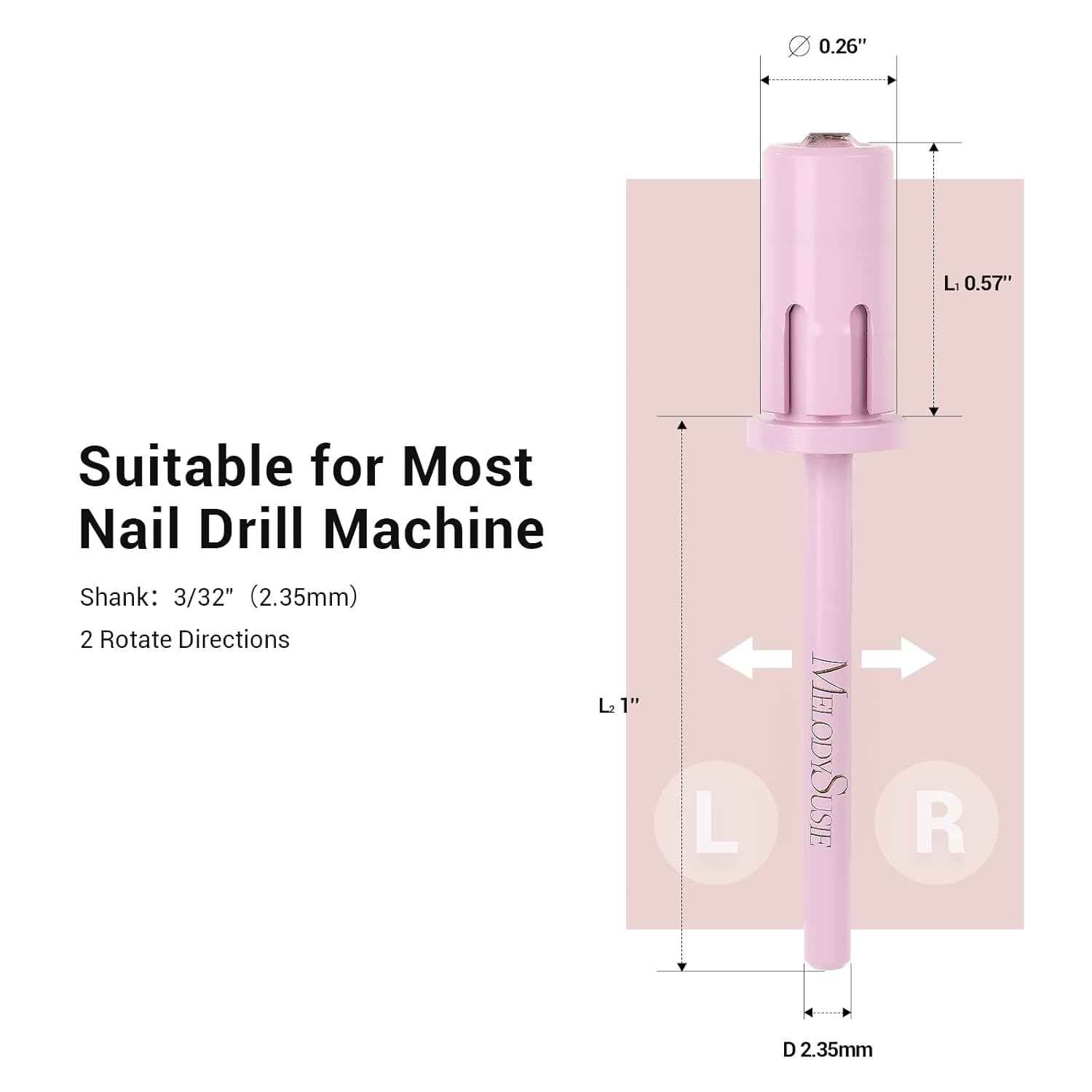 MelodySusie Broca de mandril superior de cristal para uñas, brocas de uñas fáciles de quitar para bandas de lijado, adecuadas para uñas acrílicas,