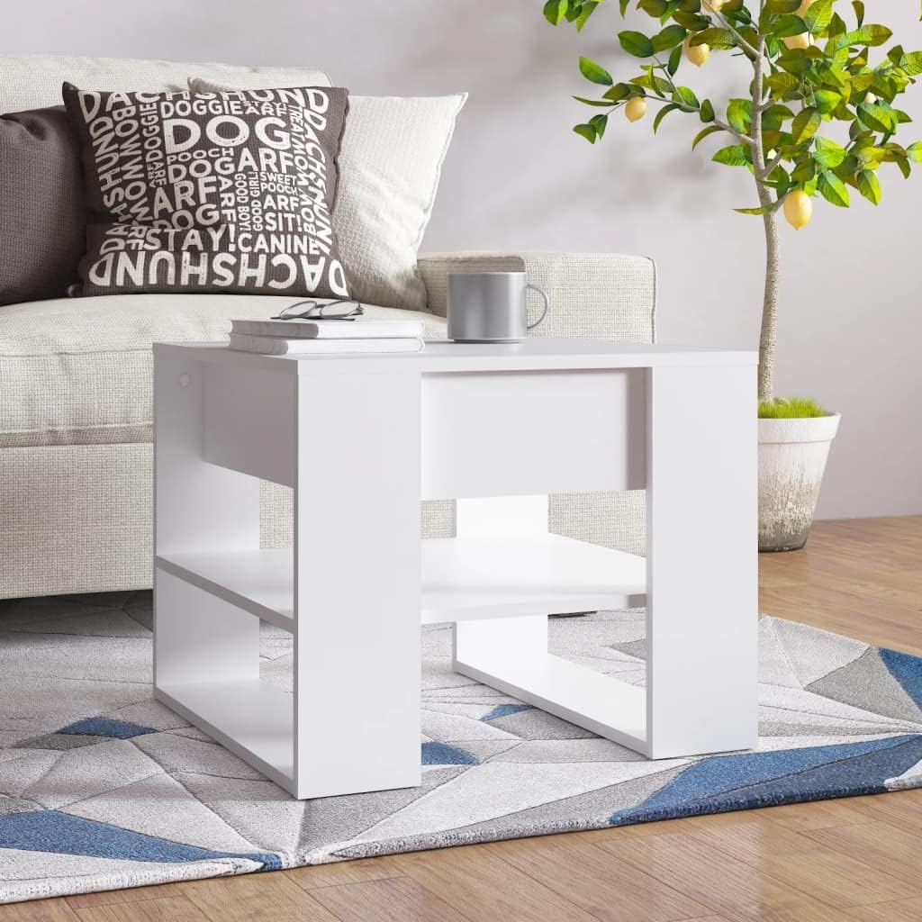 Mesa auxiliar, armario de almacenamiento, mesa de café, mesa de café adecuada para sala de estar, oficina, balcón, estudio blanco 21.9 x 21.7 x 17.7