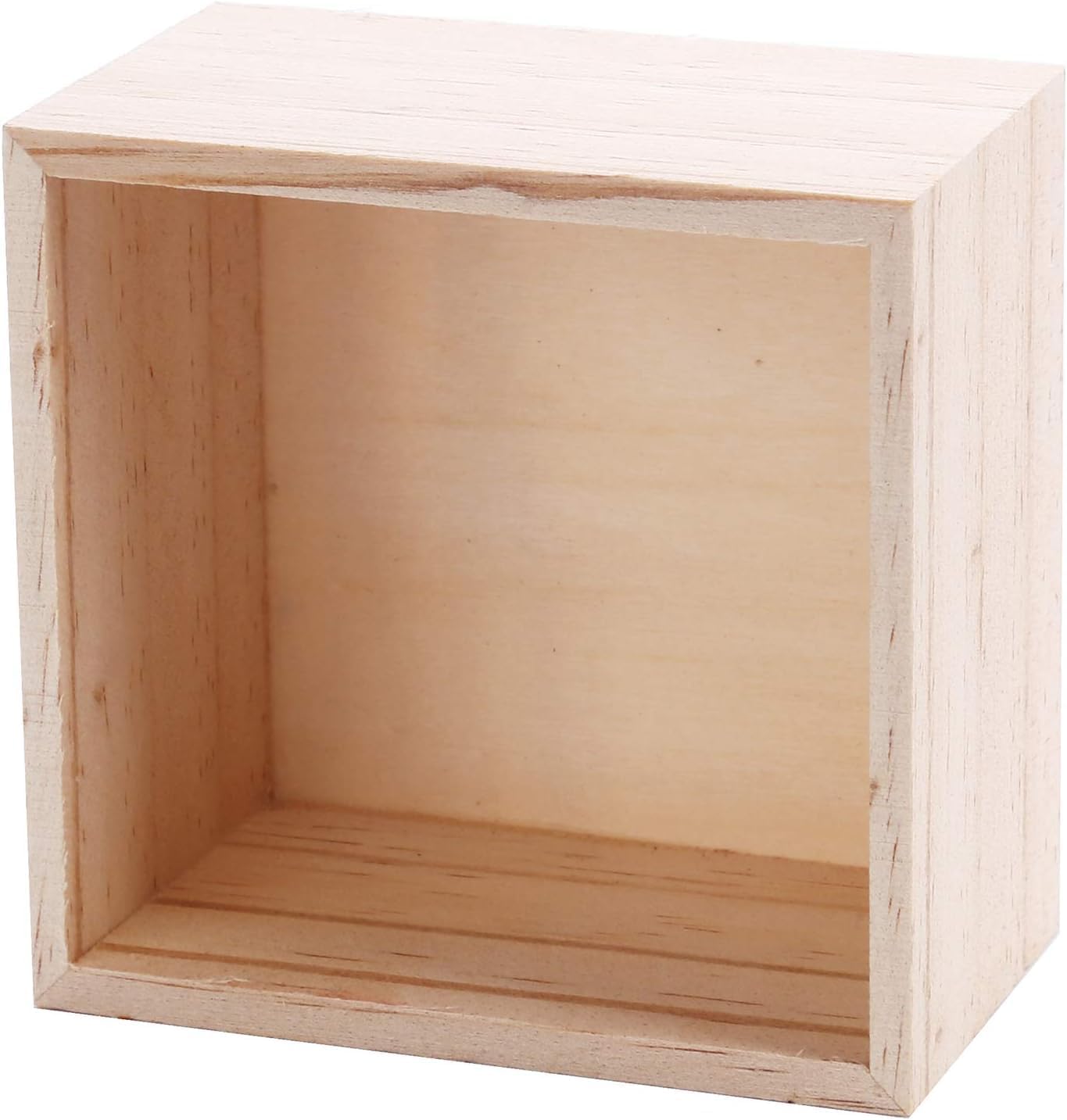 CALPALMY Paquete de 12 cajas de madera sin terminar de 6 x 6 pulgadas, organizador de almacenamiento, cajas de madera pequeñas para manualidades,