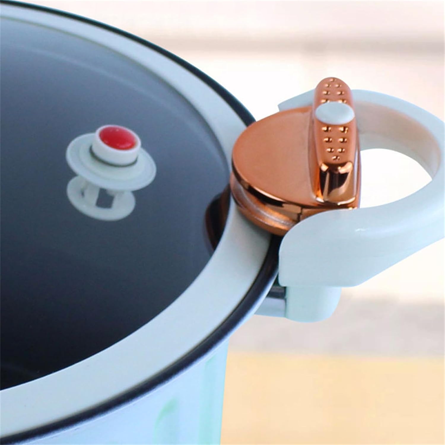 Olla a presión de 8 litros, sartenes micro braiser, olla de presión antiadherente con revestimiento de esmalte, con tapa, sello de silicona, válvula