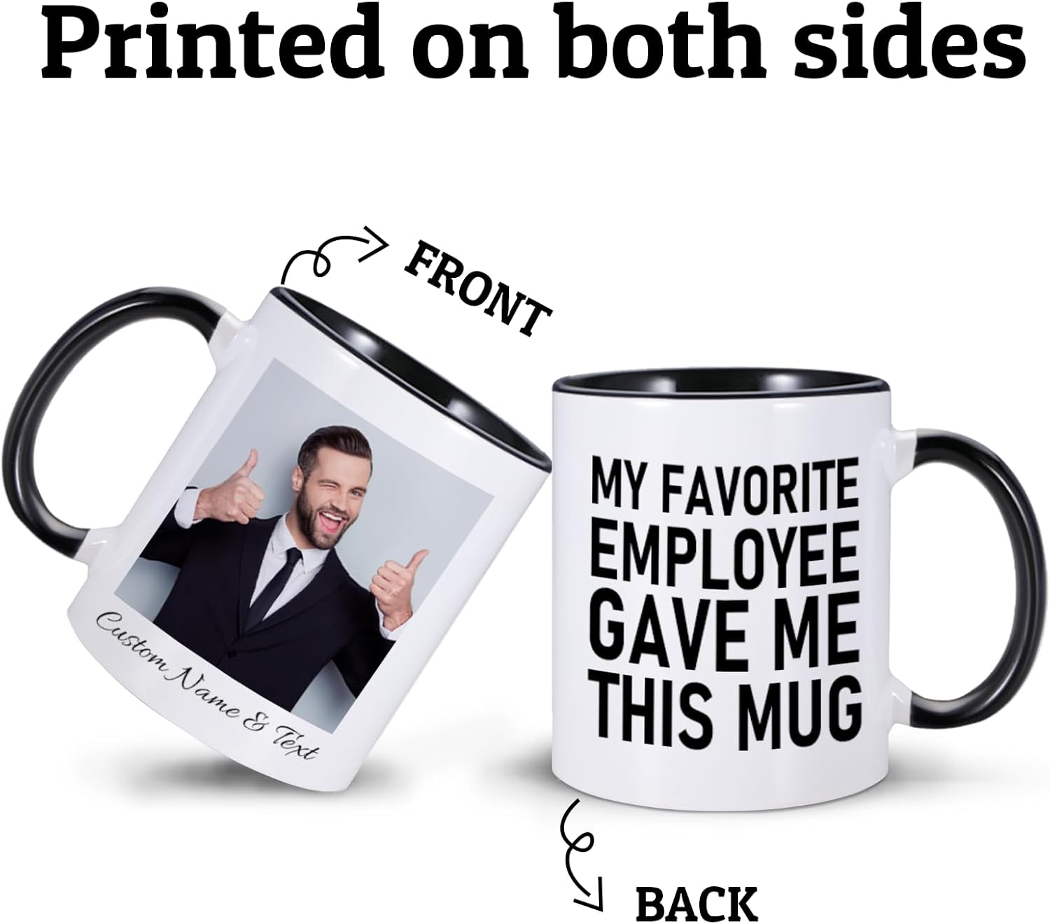 Employee Gave Me This – Taza de café personalizada con texto fotográfico, divertida taza de café de jefe para mujeres y hombres, regalos