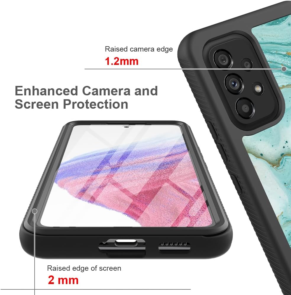 TJS Funda compatible con Samsung Galaxy A53 5G, con protector de pantalla integrado, cubierta protectora contra caídas de cuerpo completo, TPU color