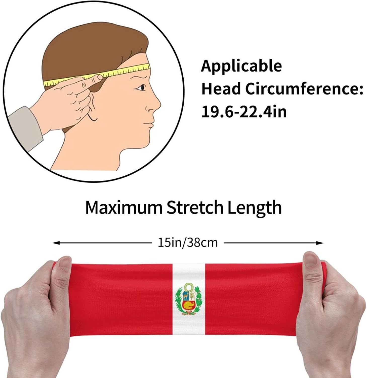 Diademas deportivas con la bandera de Perú para hombres y mujeres, absorbe la humedad, diademas deportivas para correr, fitness, yoga, ciclismo,