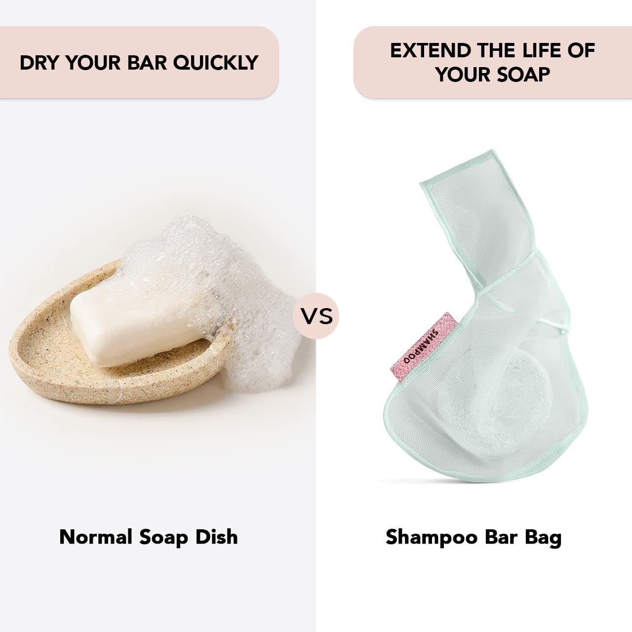 Kitsch Barra de champú de árbol de té y menta y botella gratis bolsa de jabón de belleza con descuento