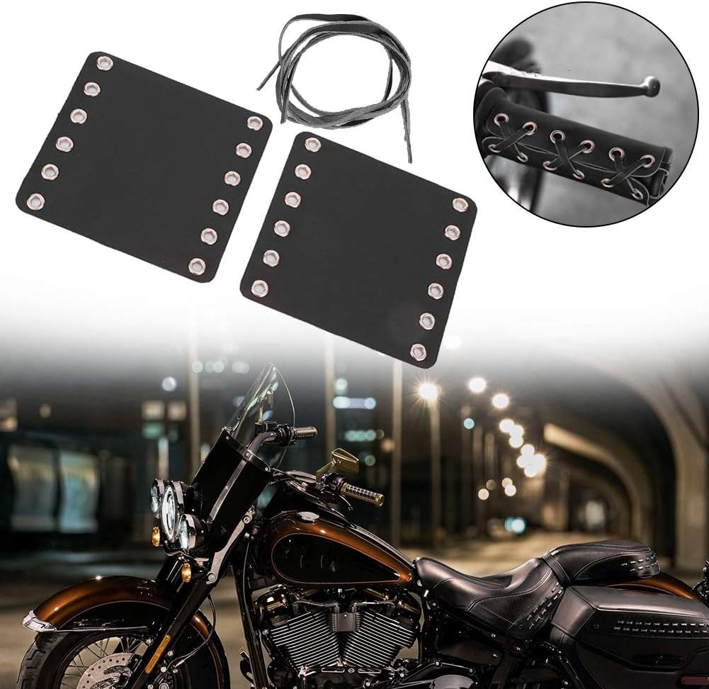 Agarres de manillar de motocicleta con cuero, cubiertas de agarre de mano Accesorios de modificación de motocicleta (negro)