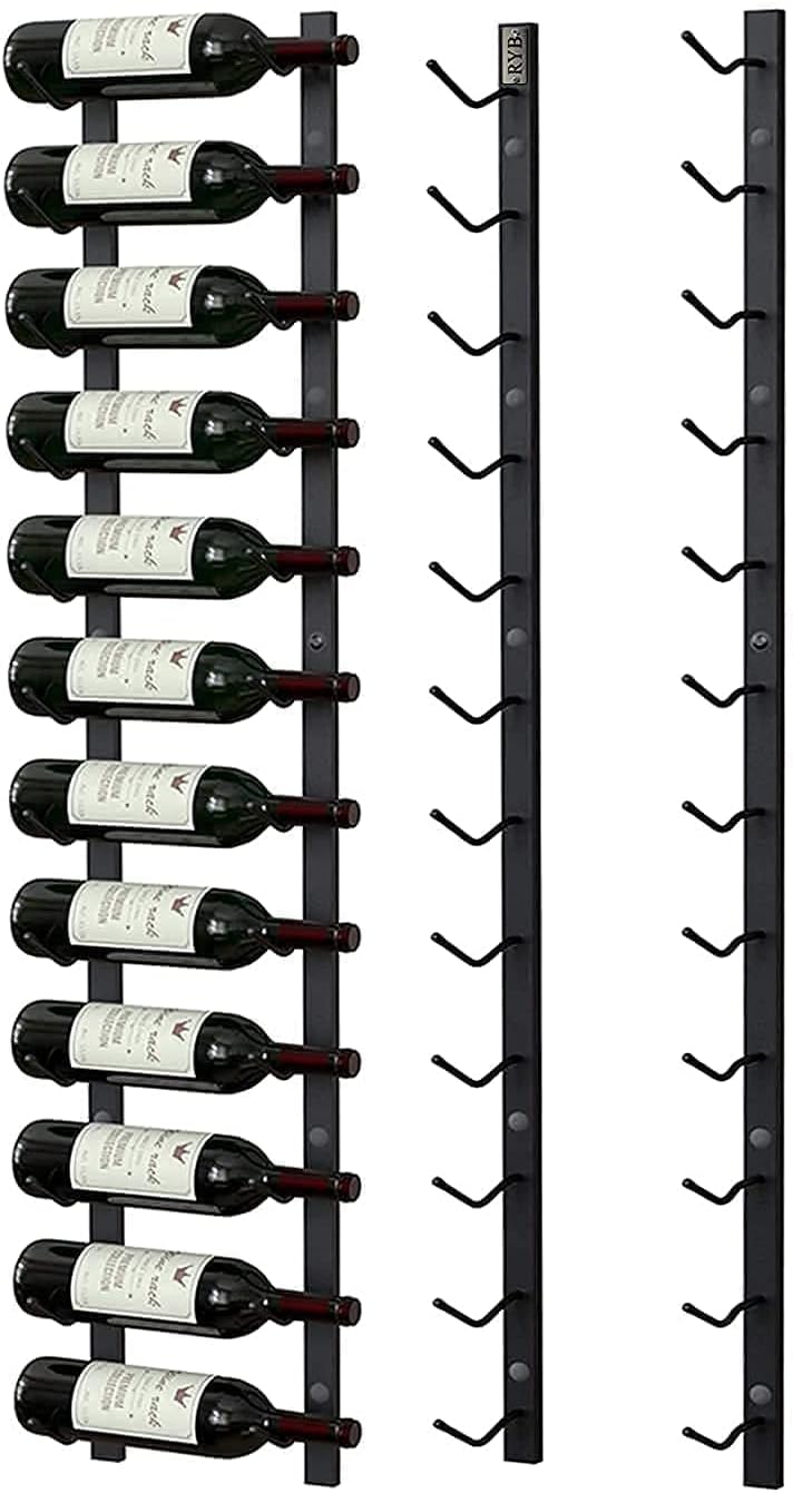 Generic RYB – Estante de vino montado en la pared para 12 botellas, estante de vino de metal montado en la pared, estante vertical para vino
