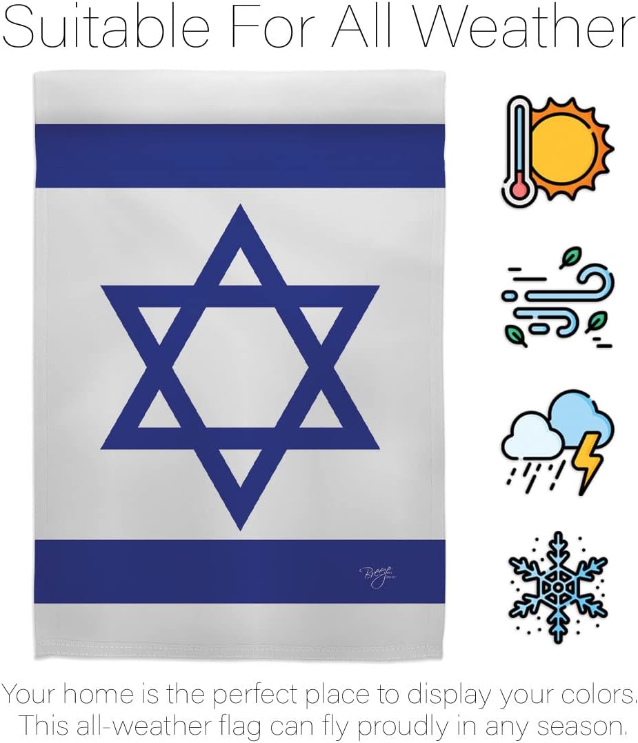 Breeze Decor Bandera de Israel – Juego de asta de bandera israelí para el hogar, letrero para patio, poste de tumba, soporte de cementerio, tapiz al