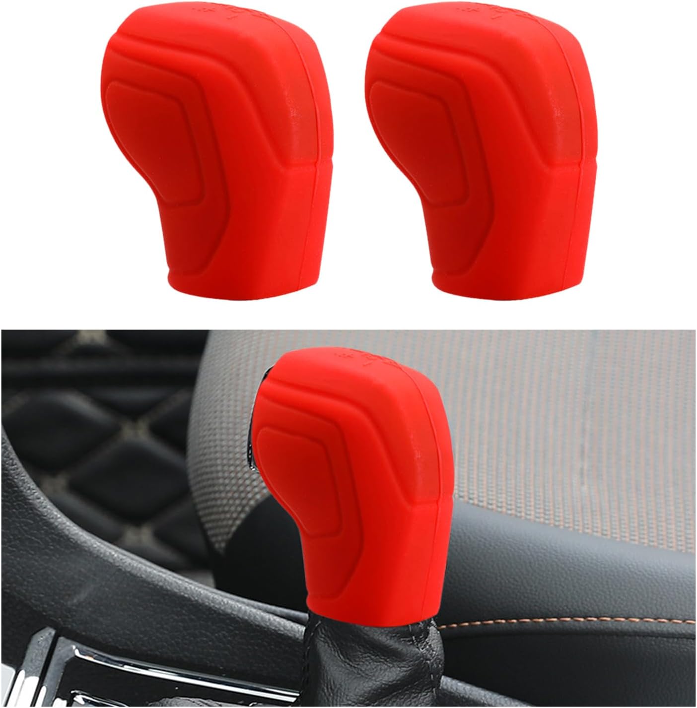 Ziciner 2 fundas para pomos de palanca de cambios de automóvil, accesorios de silicona elástica para proteger el cambio automático, protector