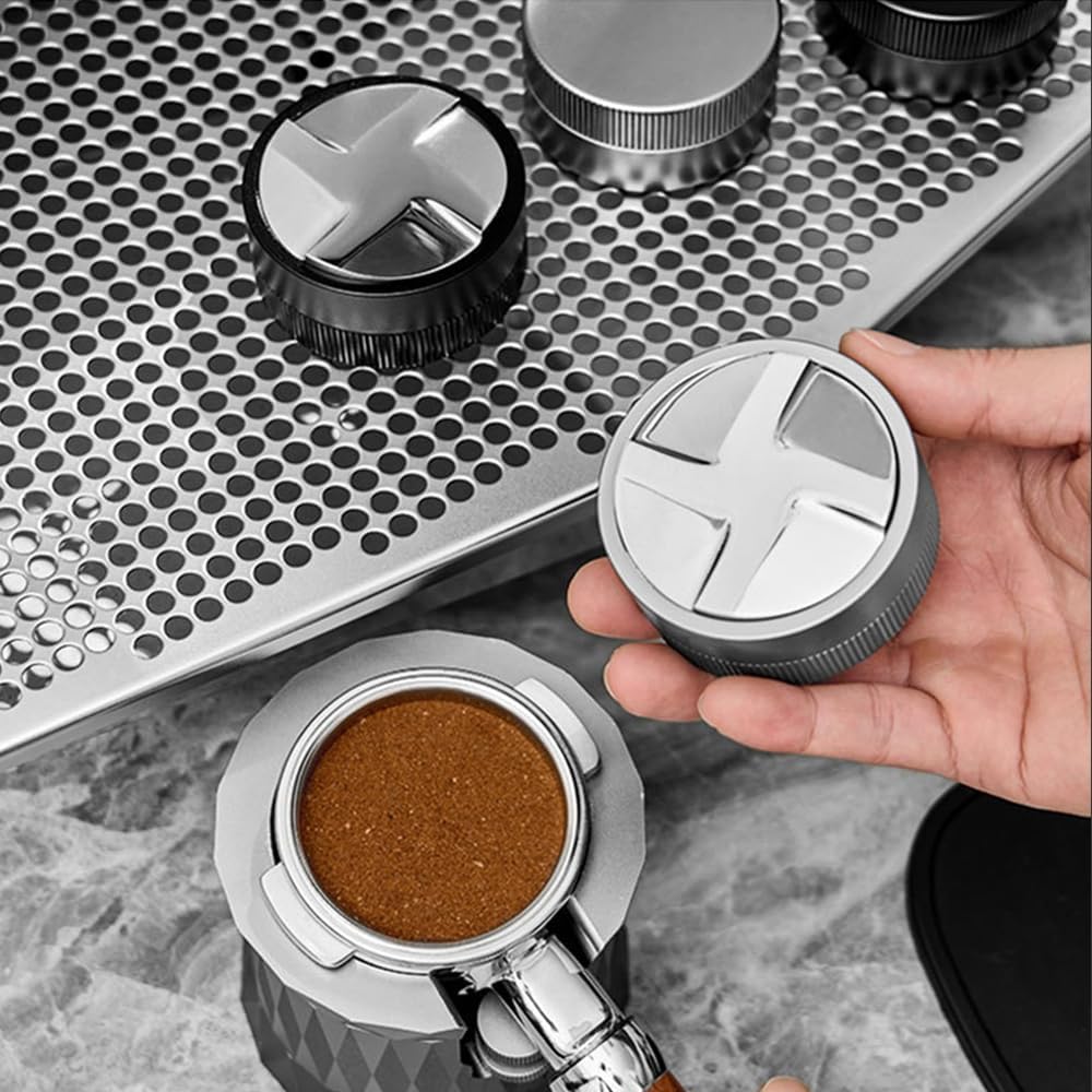 Herramienta distribuidora de café adaptable a la gravedad, nivelador distribuidor de café expreso autonivelante para portafiltro espresso (2.008 in,