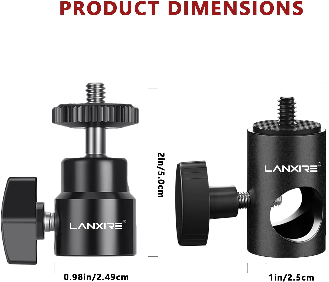 Adaptador de montaje de soporte de luz con mini cabezal de bola de tornillo de 14 pulgadas, compatible con monitor de cámara, luz de anillo, se