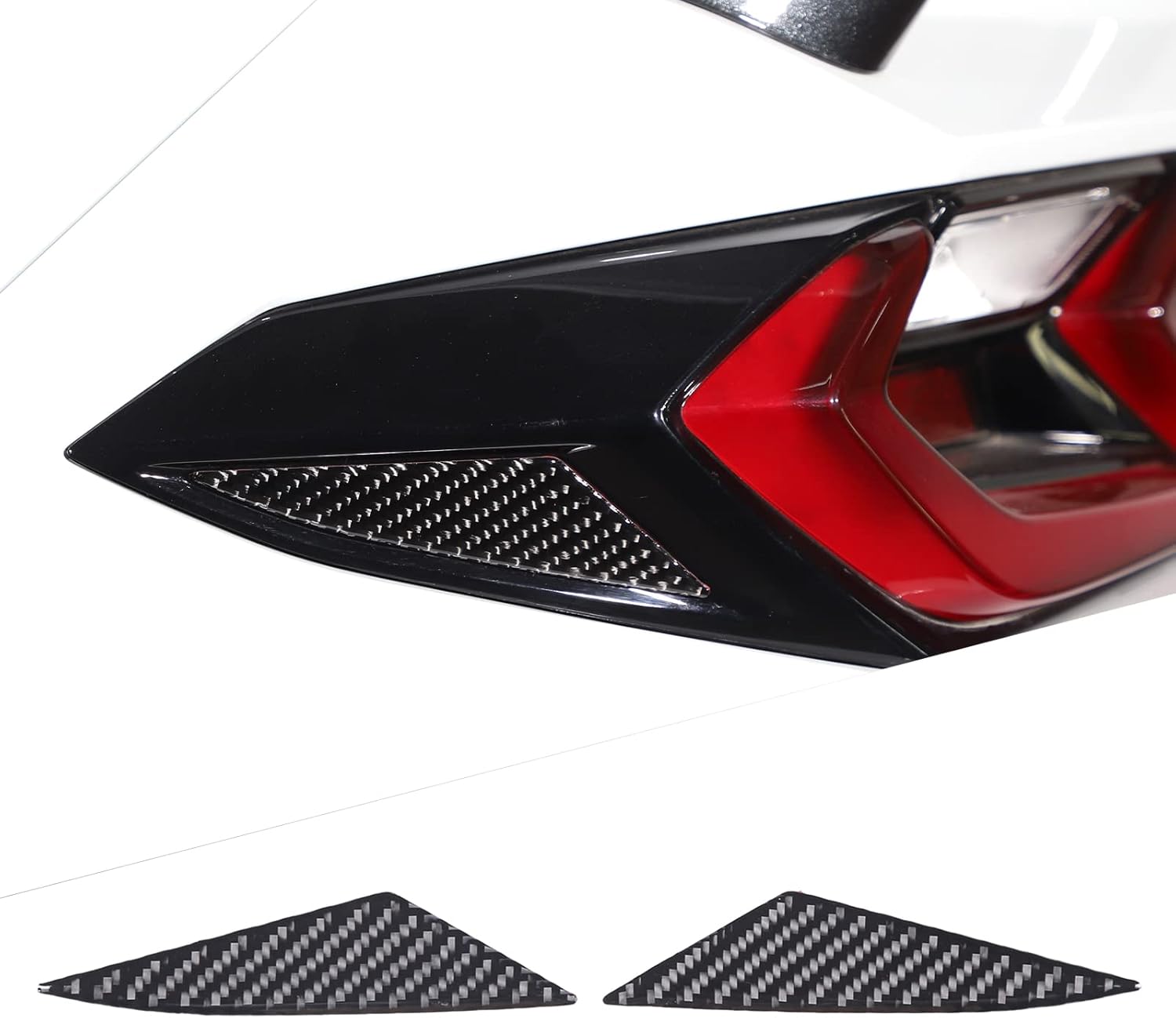 Adhesivo triangular de fibra de carbono real para luz trasera trasera compatible con Chevrolet Corvette C8 2020-2023, accesorios de moldura de
