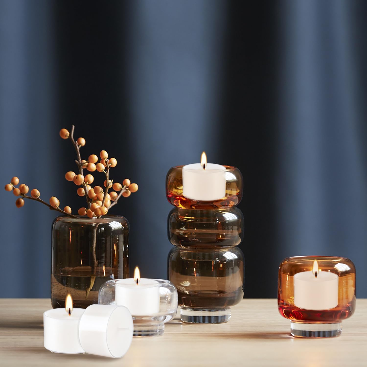 Juego de 50 velas aromáticas blancas a granel, cera de fragancia de vainilla con recipiente transparente, para restaurantes, cenas, bodas, baby