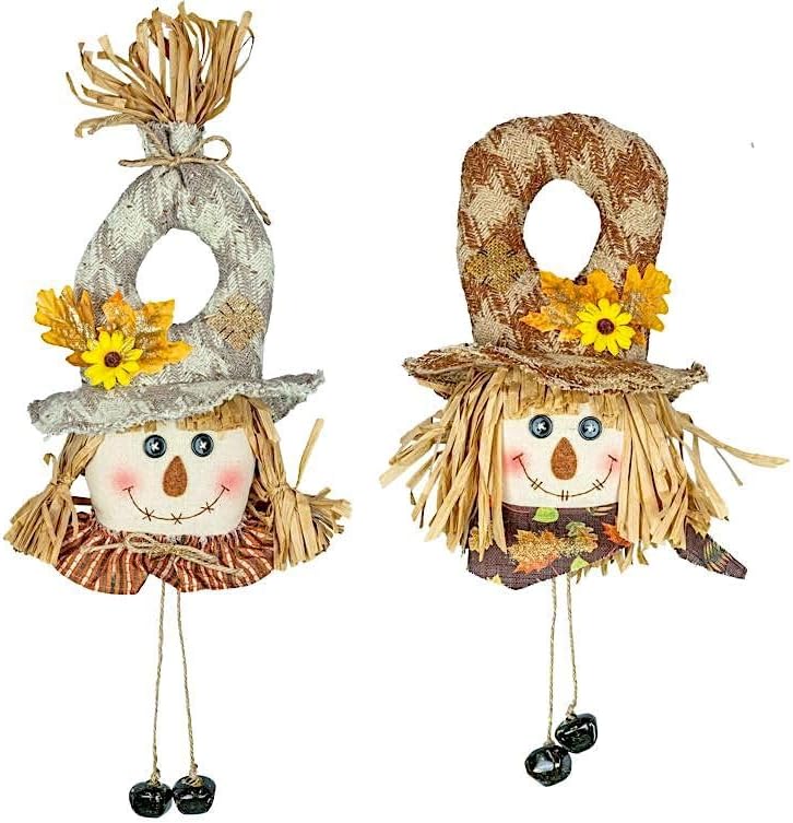 Perilla de puerta de espantapájaros para colgar en la pared, campanas, otoño, Acción de Gracias, decoración colgante para interiores y exteriores,