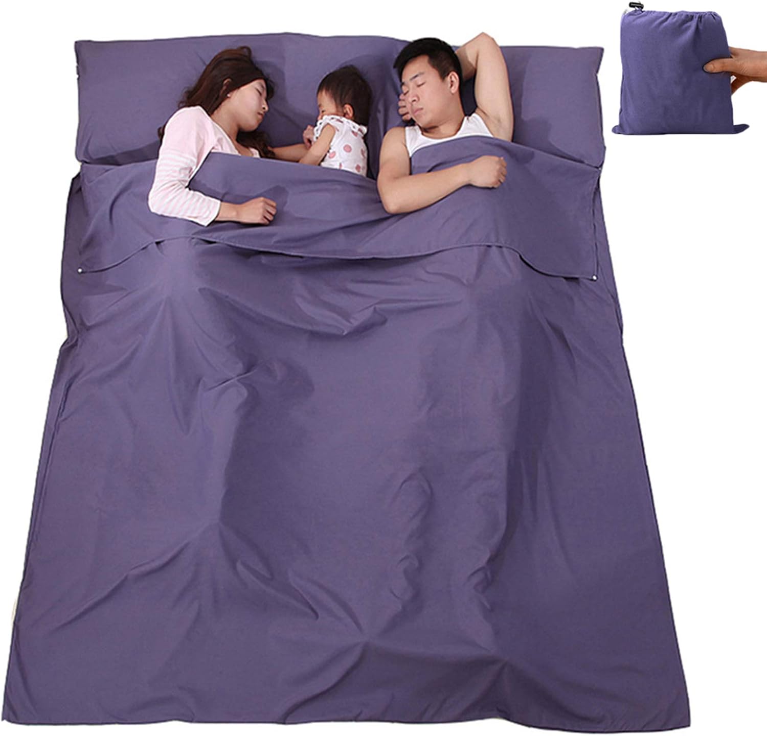 Forro para saco de dormir, ligero portátil, suave hoja de viaje y camping, con bolsa compacta y de transporte, para viajes, hotel