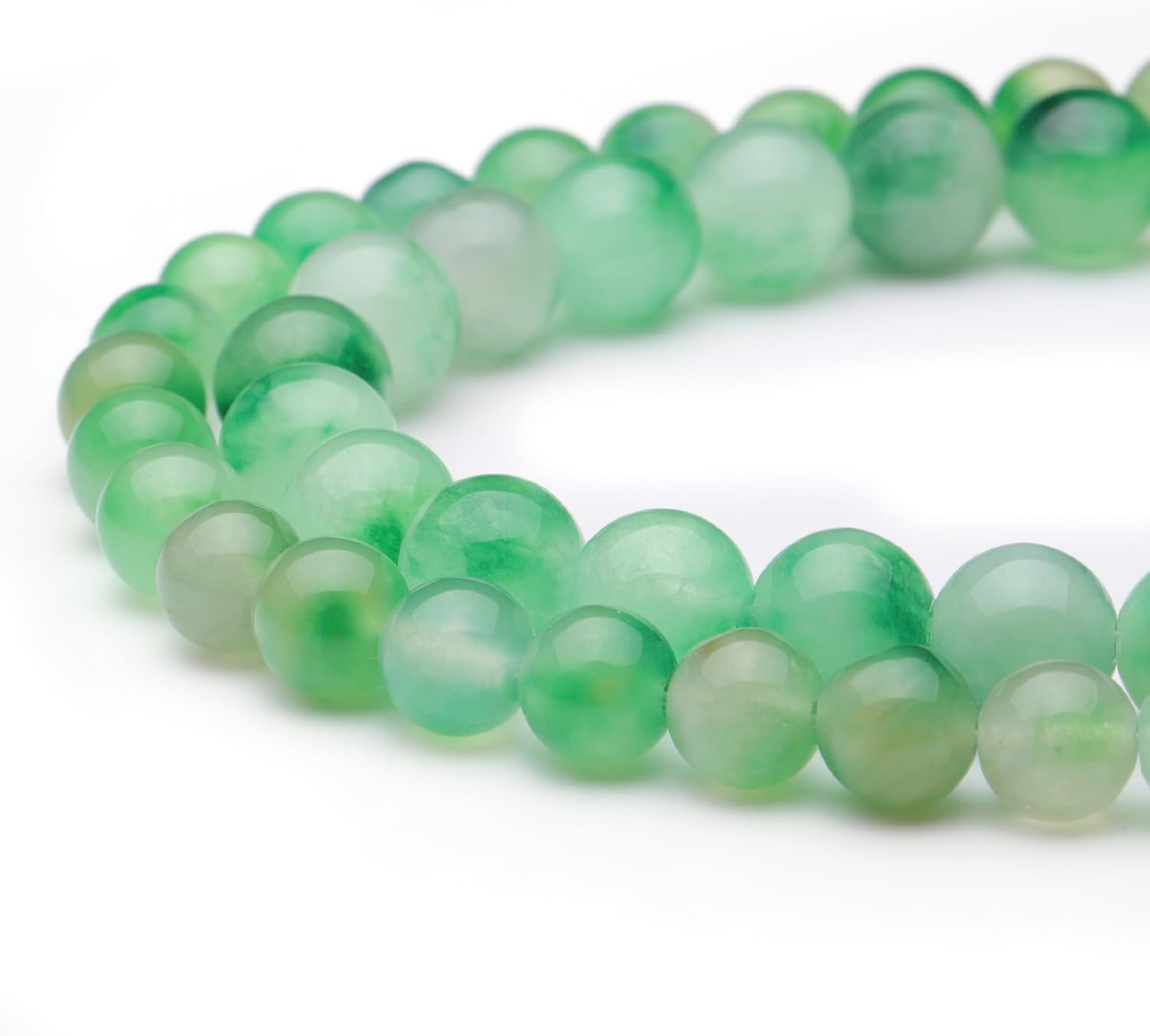Youngbling Cuentas de piedras preciosas naturales para la fabricación de joyas, cuentas redondas pulidas de jade de flor verde de 0.315 in, cuentas