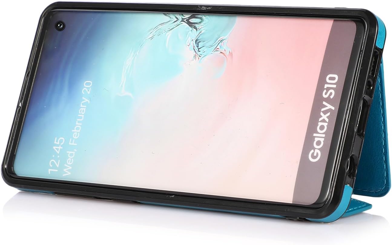 Asuwish Compatible con Samsung Galaxy S10 – Funda tipo cartera cruzada y protector de pantalla de vidrio templado, soporte para tarjetas de crédito,
