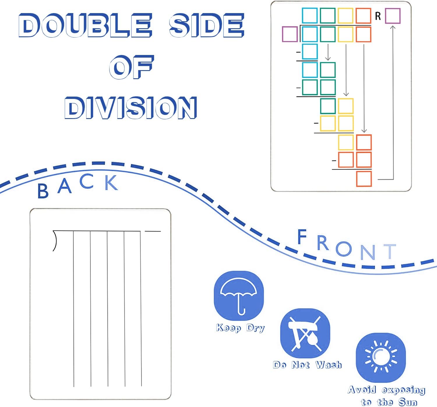 Tabla de división y multiplicación de borrado en seco, pizarra blanca, mesa lateral doble de 9 x 12 pulgadas, manipuladores de matemáticas, para