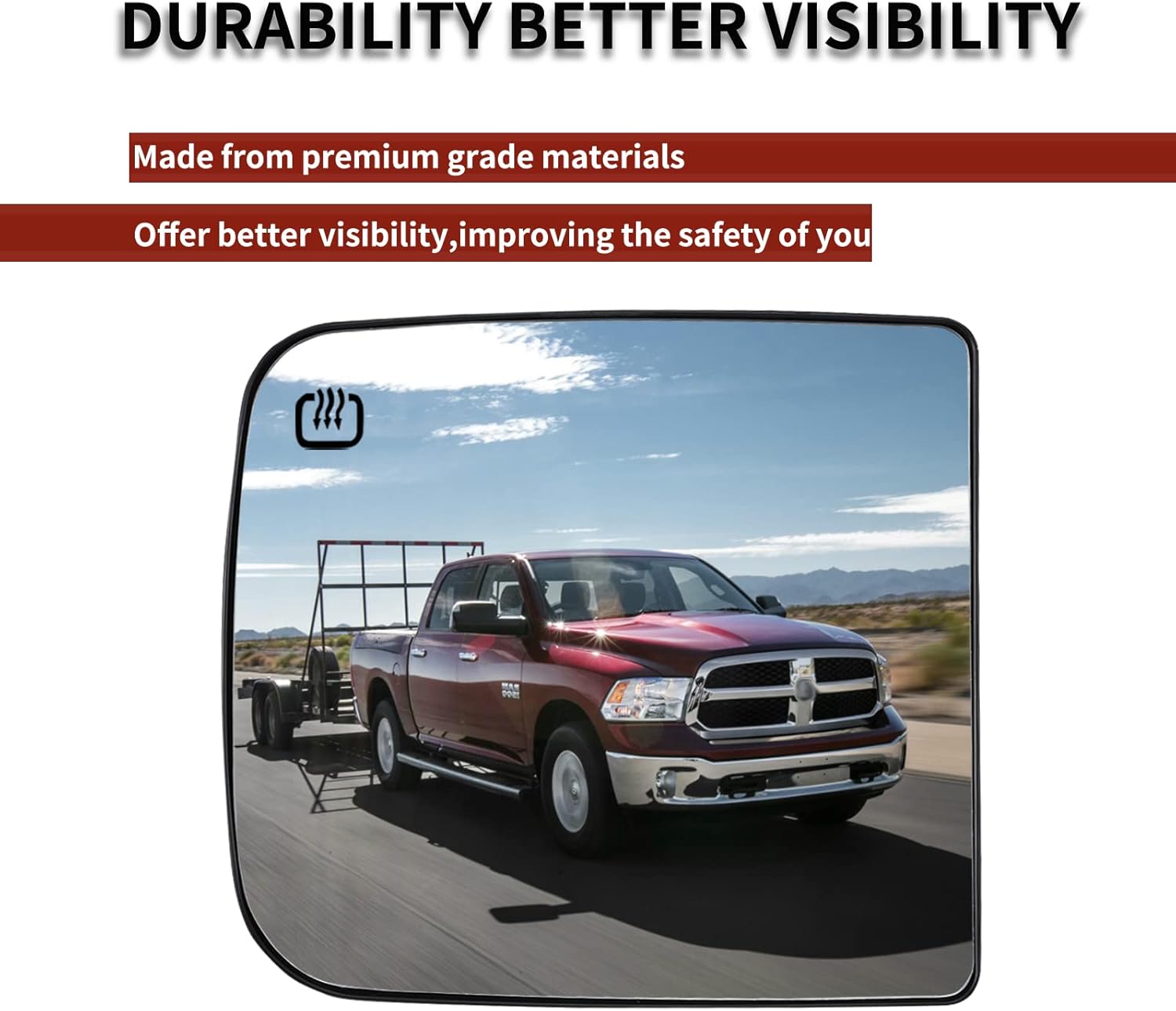 Espejo lateral izquierdo de repuesto para Dodge Ram 1500 2500 3500 4500 5500 2009 2010 2011 2012 2013 2014 2015 2016 2017 2018 2019 2020 – Trasero