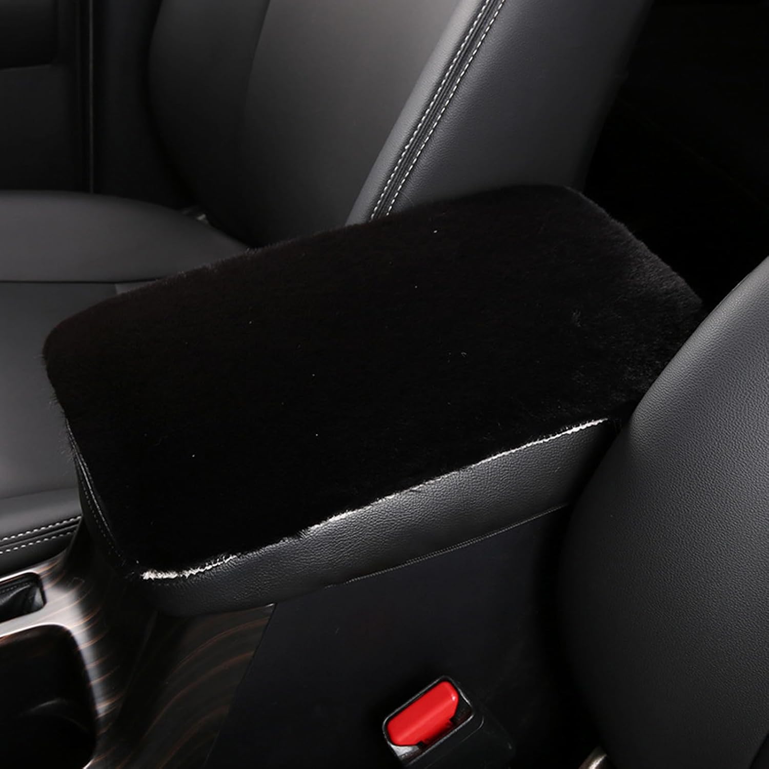 1 alfombrilla para reposabrazos de automóvil, 11.8 x 7.8 pulgadas, funda de caja de reposabrazos central de felpa de conejo de imitación, cojín