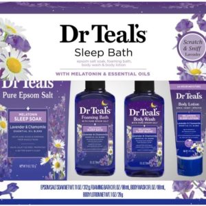 Dr Teal’s Melatonina Sleep Soak Lavender & Chamomile Epsom Salt 11oz, baño espumoso de 3 onzas, gel de baño corporal de 3 onzas, loción corporal de Dr Teal’s Melatonina Sleep Soak Lavender & Chamomile Epsom Salt 11oz, baño espumoso de 3 onzas, gel de baño corporal de 3 onzas, loción corporal de