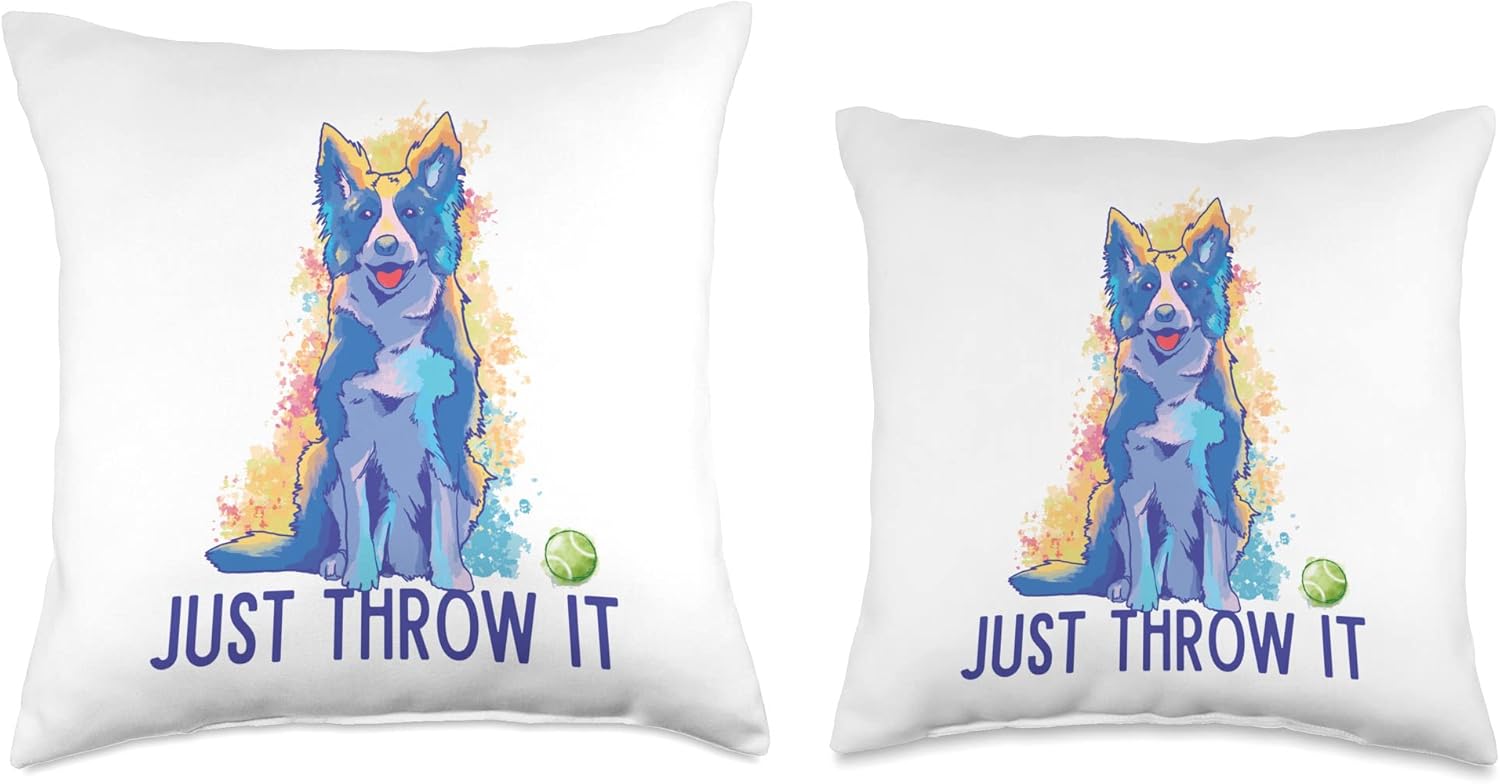 Border Collie Love Just Play Fetch Dog – Almohada de 16 x 16 pulgadas, multicolor