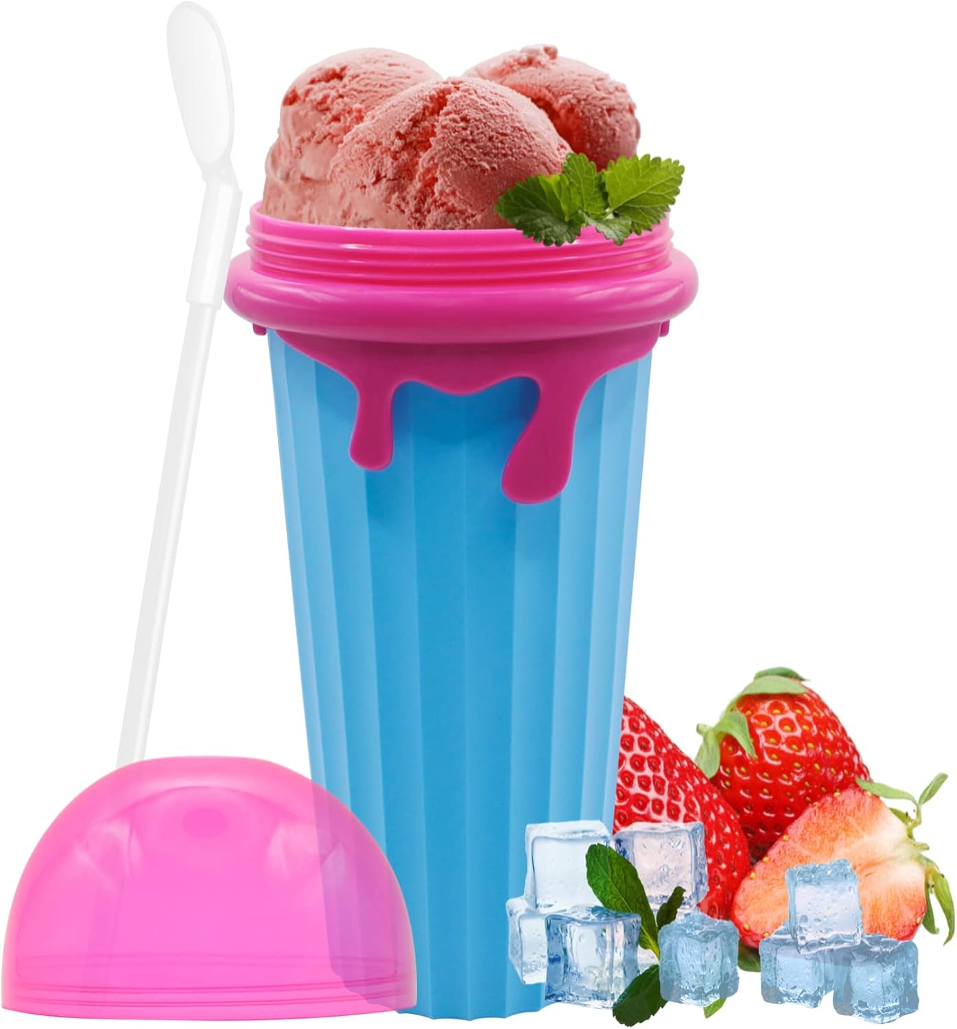 Upgrade 500ML Vaso para hacer granizados TIK TOK Frozen Magic Squeeze Cup  Batido de leche granizado de enfriamiento rápido para batidos de helado