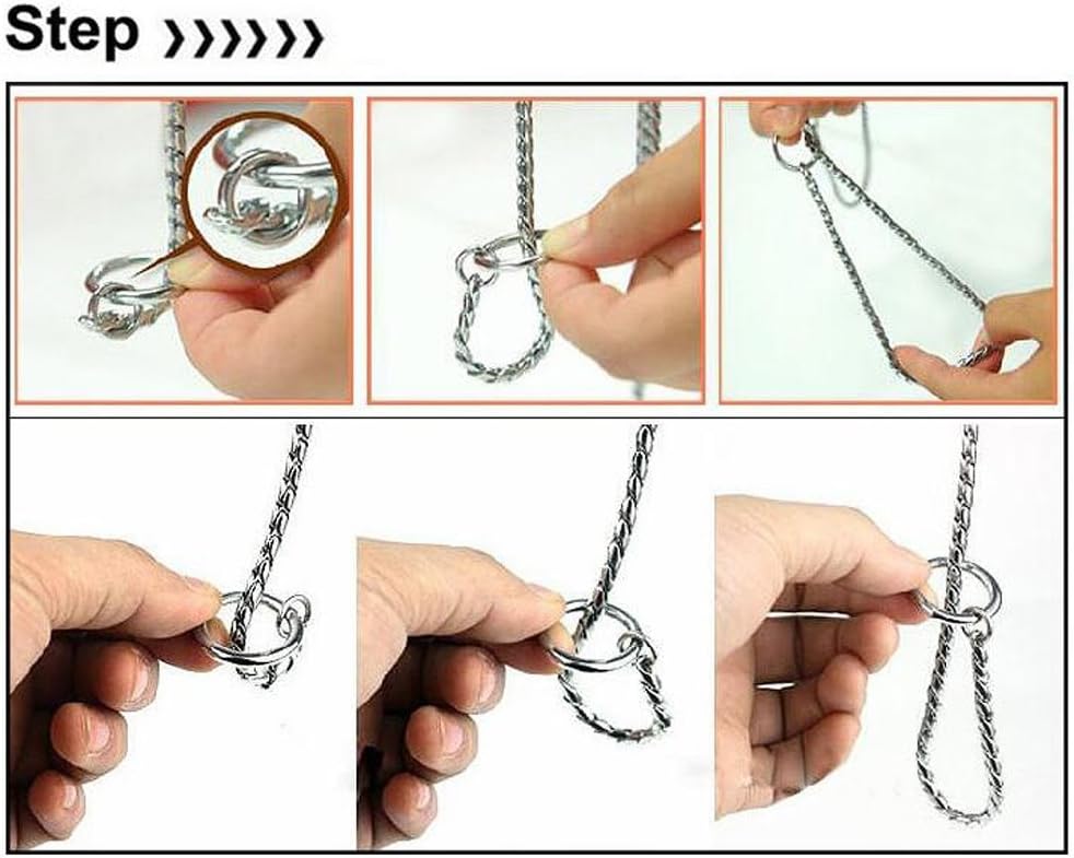 Collar de cadena plateada para perro, estrangulador, collar de serpiente para entrenamiento de mascotas con eslabones pesados, 16 pulgadas, 0.118 in