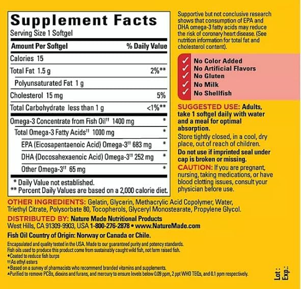 MUNCHIE MIX Eructos Ultra Omega 3 de Aceite de Pescado 1400 mg. Cápsulas blandas (65 ct., 2pk.)