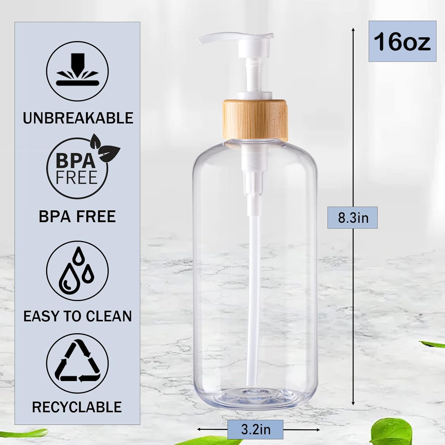 Juego de dispensador de jabón transparente de 16 onzas, dispensador de jabón de plástico para manos y platos, dispensador de jabón para cocina,
