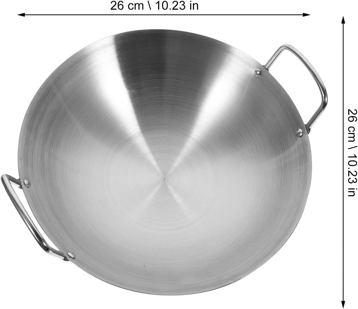 Luxshiny Sartén de acero inoxidable para wok, sartén de 10.2 in, estilo tradicional, utensilios de cocina antiadherentes con doble asa para