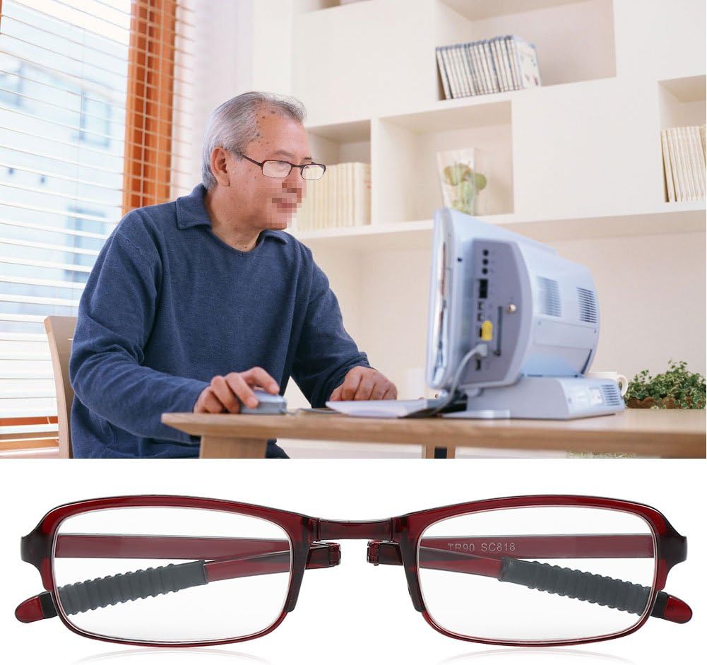Gafas de lectura, hombres y mujeres 1.01.52.02.53.03.54.0, vidrio presbípico de lectura plegable y portátil (2.5-rojo)