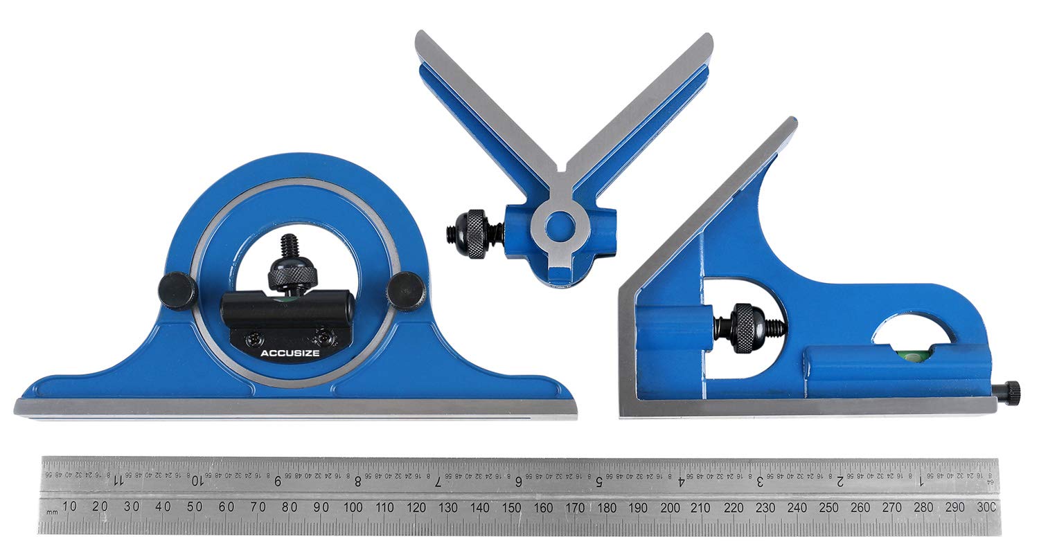 Accusize Industrial Tools Juego cuadrado combinado, 12 ”11.811 in, 4 piezasjuego, 0000-8108