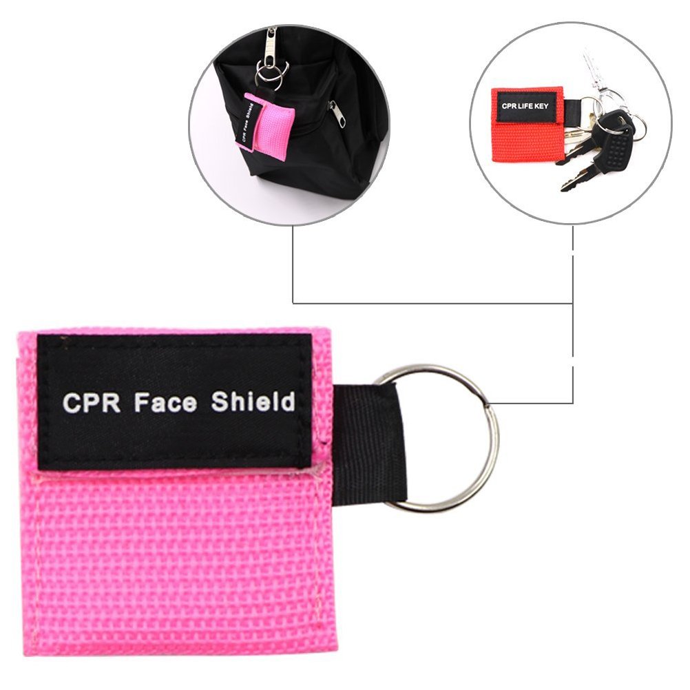100 piezas de protección facial RCP Kit de emergencia Escudos faciales de rescate para primeros auxilios o entrenamiento de RCP (negro -100)