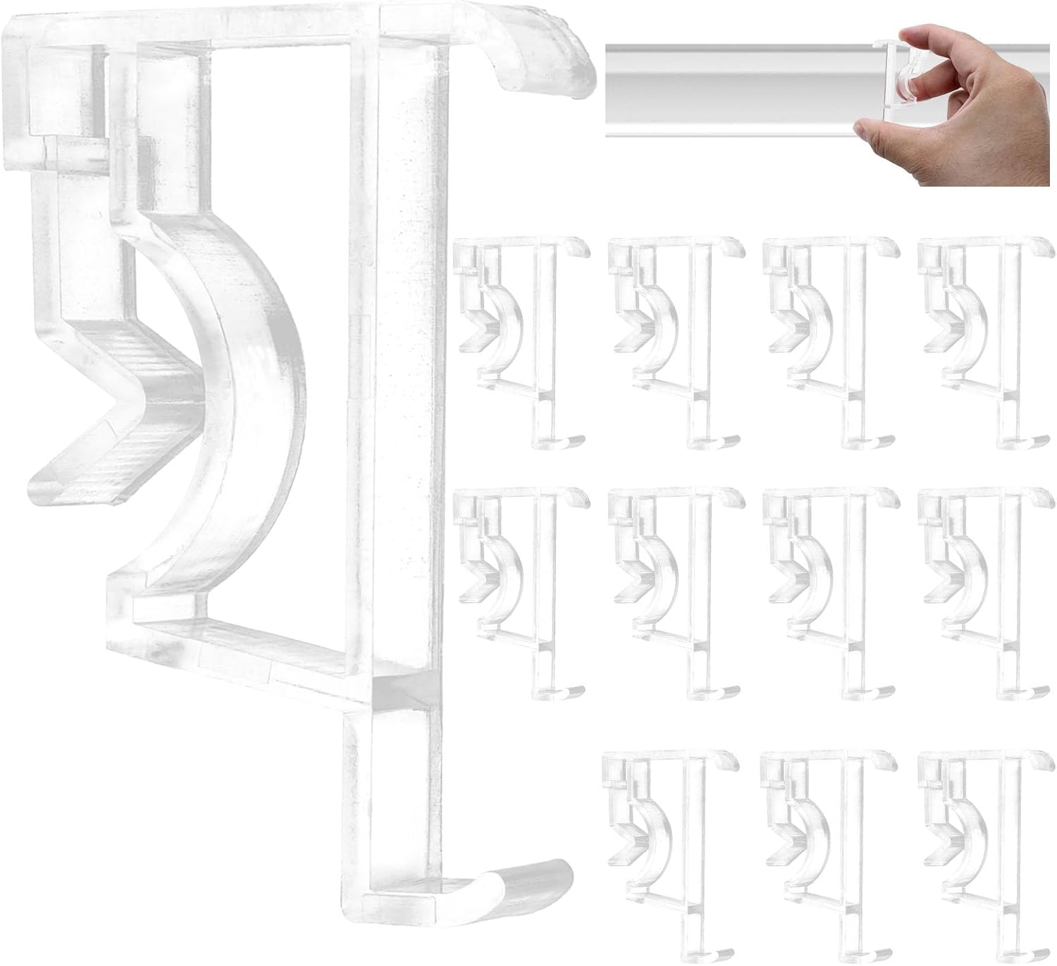 24 clips de cenefa de 2 pulgadas, clip oculto de plástico transparente para cenefa de ventana, piezas horizontales de imitación y madera para