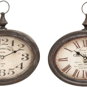 Deco 79 Reloj de pared estilo reloj de bolsillo de metal, juego de 2 12 pulgadas de alto, 11 pulgadas de ancho, color crema Deco 79 Reloj de pared estilo reloj de bolsillo de metal, juego de 2 12 pulgadas de alto, 11 pulgadas de ancho, color crema